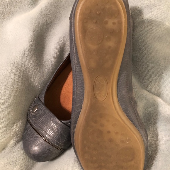 Denim Blue Leather Flats by Euro Soft by Sofft - Picture 2 of 4